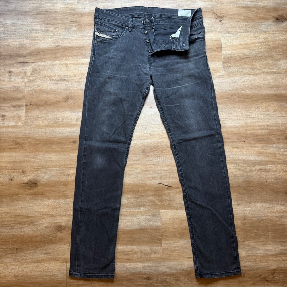 Diesel Belther Jeans Mens 32x34 Black Regular Slim Tapered Stretch Wash 0886Z